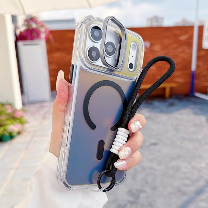 Funda magnética para teléfono con soporte y correa para la muñeca, con lente camaleónica., For iPhone 17 Pro Max, For iPhone 17 Pro