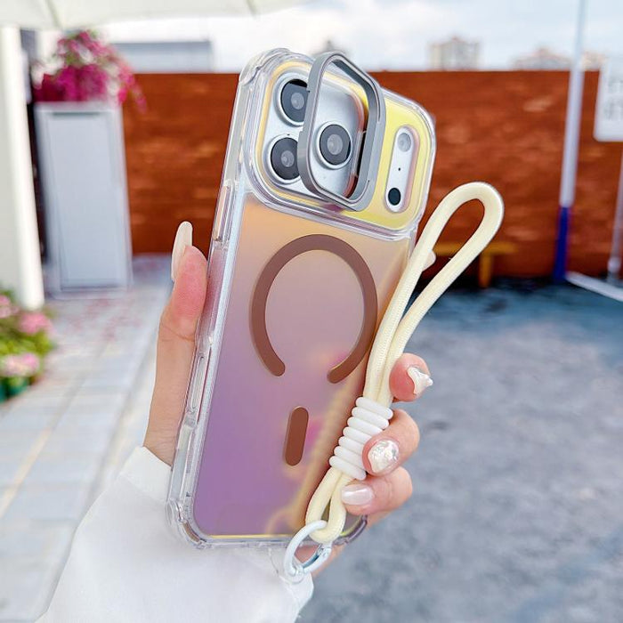 Funda magnética para teléfono con soporte y correa para la muñeca, con lente camaleónica., For iPhone 17 Pro Max, For iPhone 17 Pro