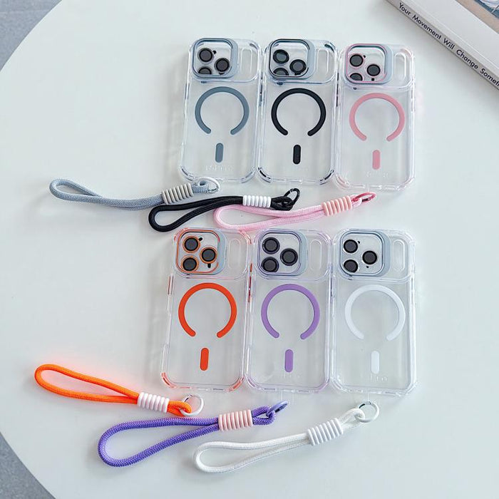 Funda magnética para teléfono con soporte y lente transparente, con correa para la muñeca., For iPhone 17 Pro Max, For iPhone 17 Pro