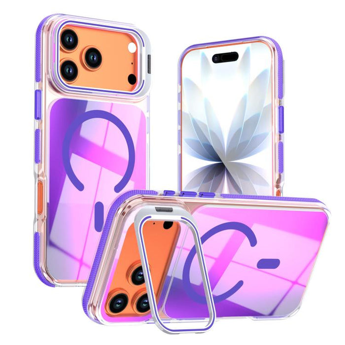 Funda magnética para teléfono con soporte y lente camaleón vibrante, For iPhone 17 Pro Max, For iPhone 17 Pro