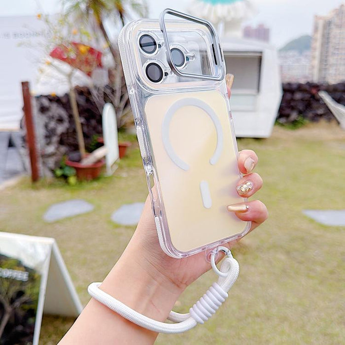 Funda magnética para teléfono con soporte y correa para la muñeca, con lente camaleónica vibrante y vibrante., For iPhone 17 Pro Max, For iPhone 17 Pro