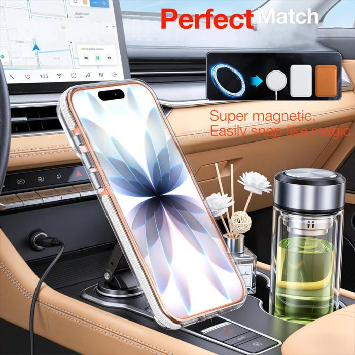 Funda magnética para teléfono con soporte y lente transparente vibrante, For iPhone 17 Pro Max, For iPhone 17 Pro