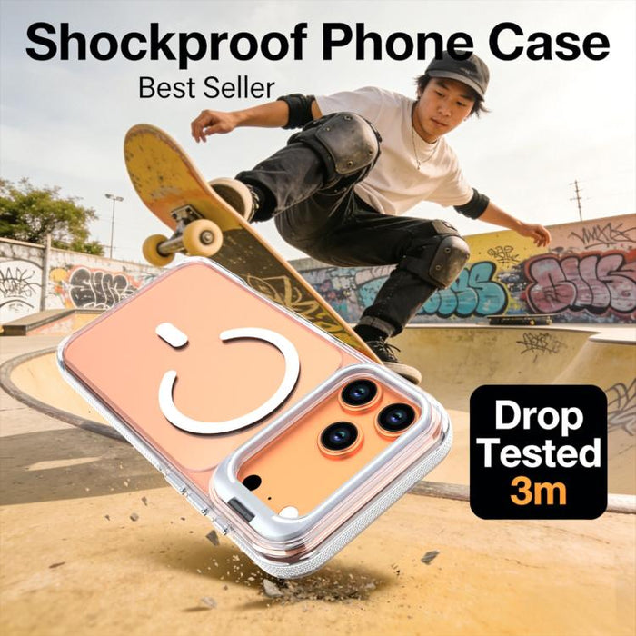Funda magnética para teléfono con soporte y lente transparente vibrante, For iPhone 17 Pro Max, For iPhone 17 Pro