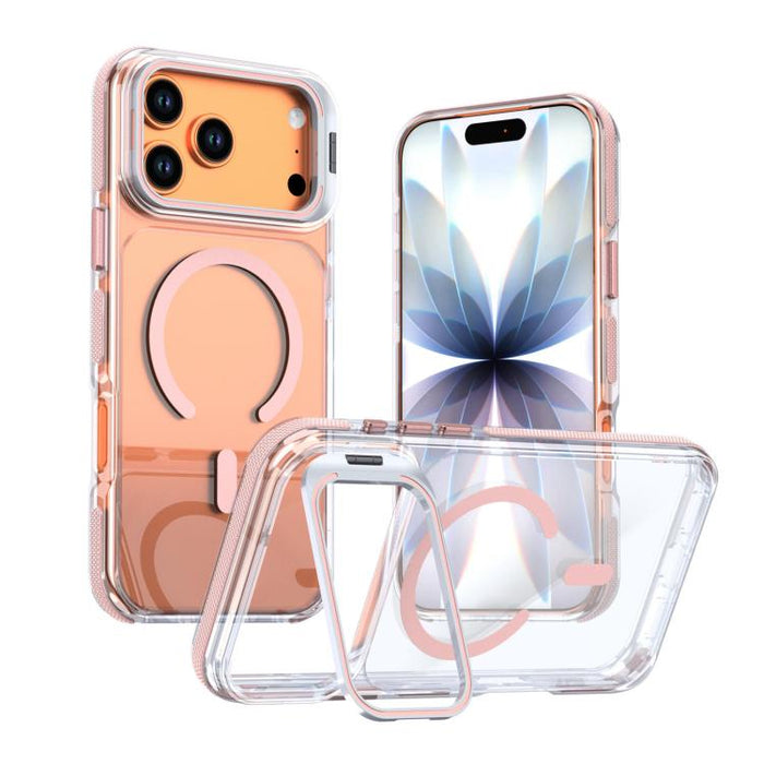 Funda magnética para teléfono con soporte y lente transparente vibrante, For iPhone 17 Pro Max, For iPhone 17 Pro