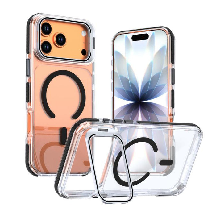 Funda magnética para teléfono con soporte y lente transparente vibrante, For iPhone 17 Pro Max, For iPhone 17 Pro