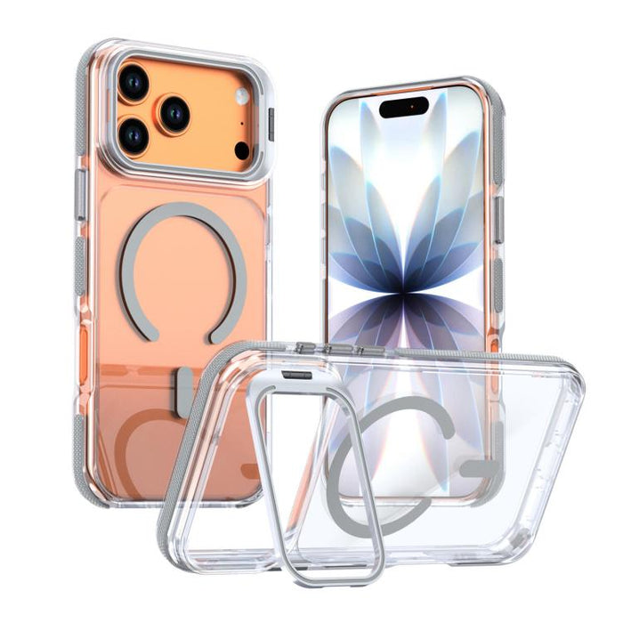 Funda magnética para teléfono con soporte y lente transparente vibrante, For iPhone 17 Pro Max, For iPhone 17 Pro