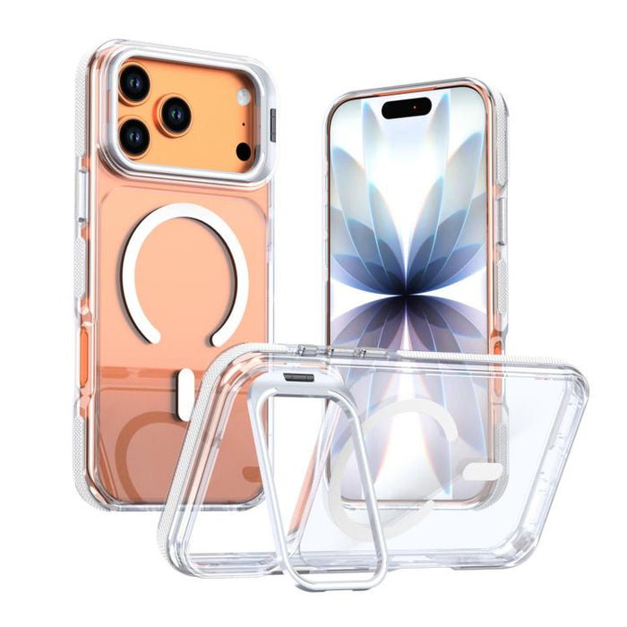 Funda magnética para teléfono con soporte y lente transparente vibrante, For iPhone 17 Pro Max, For iPhone 17 Pro