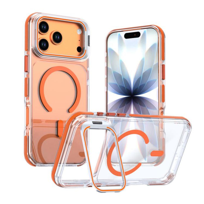 Funda magnética para teléfono con soporte y lente transparente vibrante, For iPhone 17 Pro Max, For iPhone 17 Pro