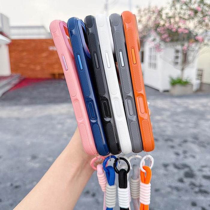 Funda magnética para teléfono de estilo mecha con correa para la muñeca., For iPhone 17 Pro Max, For iPhone 17 Pro