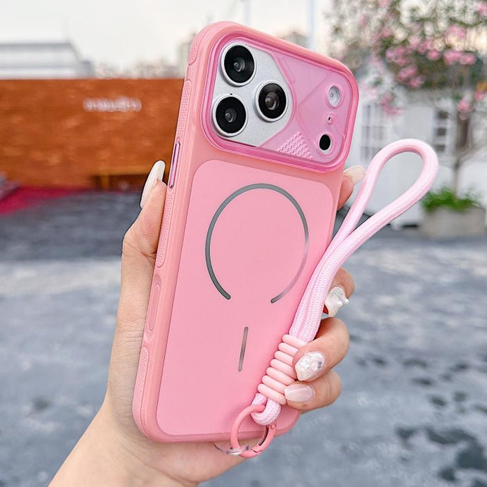Funda magnética para teléfono de estilo mecha con correa para la muñeca., For iPhone 17 Pro Max, For iPhone 17 Pro