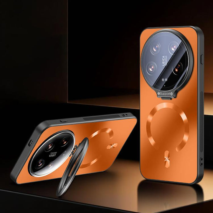Funda magnética para teléfono con soporte de lente de borde recto y magnético, For Xiaomi 17 Ultra, For Xiaomi 17 Pro Max, For Xiaomi 15 Ultra, For Xiaomi 14 Ultra
