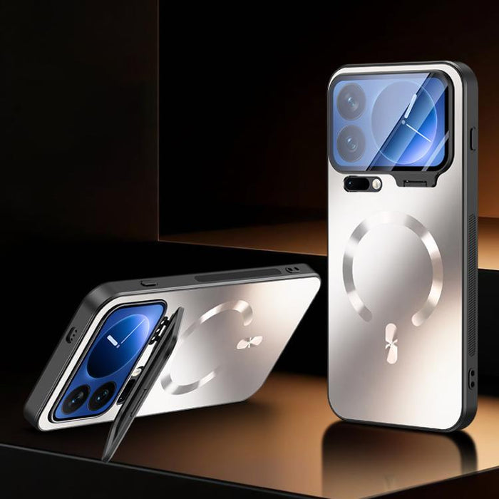 Funda magnética para teléfono con soporte de lente de borde recto y magnético, For Xiaomi 17 Ultra, For Xiaomi 17 Pro Max, For Xiaomi 15 Ultra, For Xiaomi 14 Ultra
