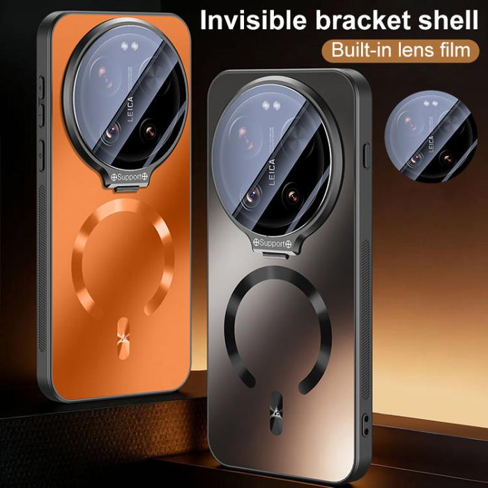Funda magnética para teléfono con soporte de lente de borde recto y magnético, For Xiaomi 17 Ultra, For Xiaomi 17 Pro Max, For Xiaomi 15 Ultra, For Xiaomi 14 Ultra