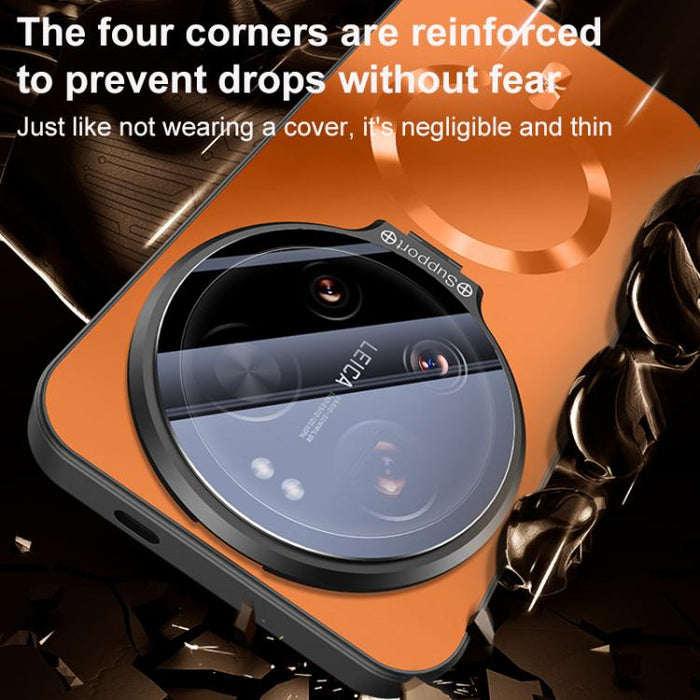 Funda magnética para teléfono con soporte de lente de borde recto y magnético, For Xiaomi 17 Ultra, For Xiaomi 17 Pro Max, For Xiaomi 15 Ultra, For Xiaomi 14 Ultra
