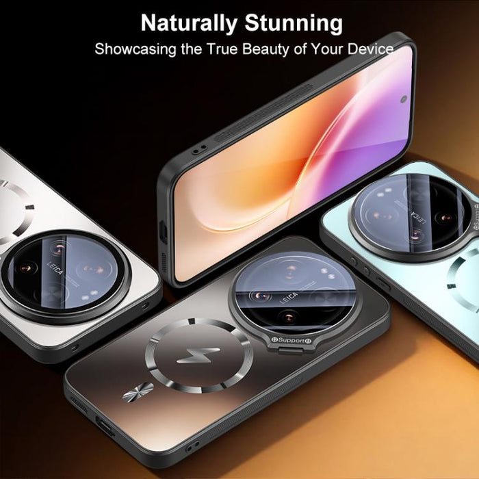 Funda magnética para teléfono con soporte para marco de lente Camshield de borde recto, For Xiaomi 17 Ultra, For Xiaomi 17 Pro Max