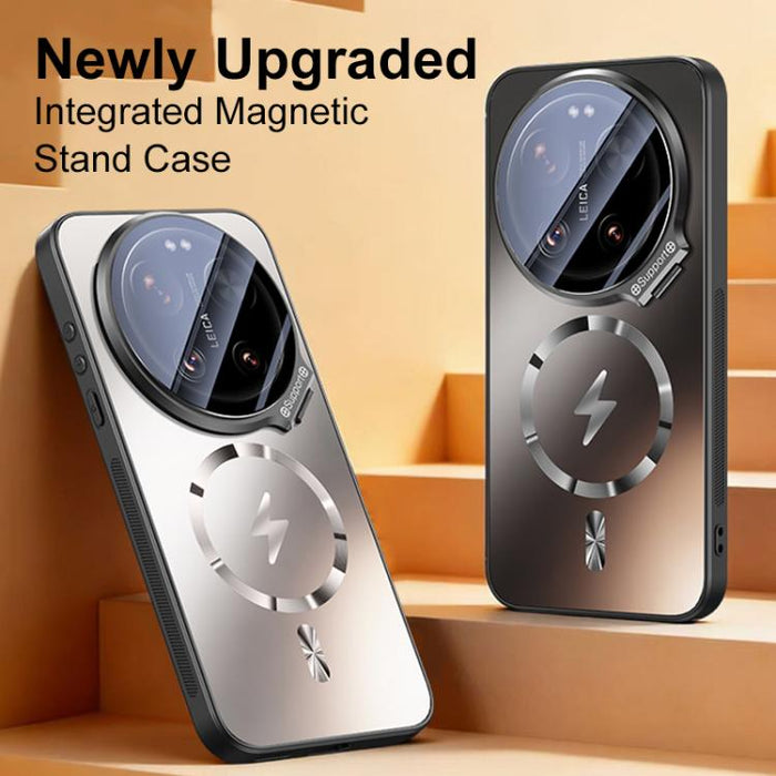 Funda magnética para teléfono con soporte para marco de lente Camshield de borde recto, For Xiaomi 17 Ultra, For Xiaomi 17 Pro Max