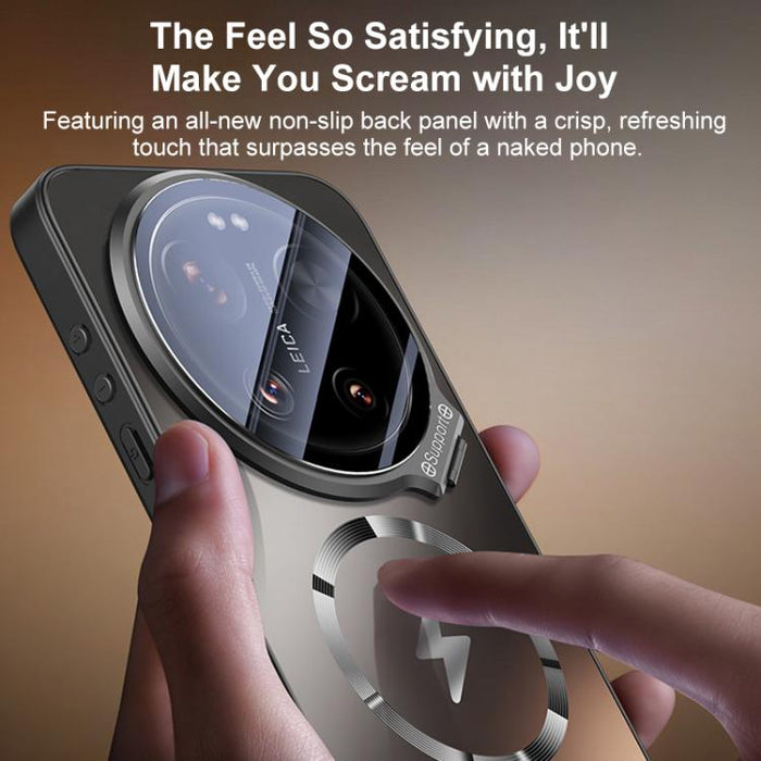 Funda magnética para teléfono con soporte para marco de lente Camshield de borde recto, For Xiaomi 17 Ultra, For Xiaomi 17 Pro Max