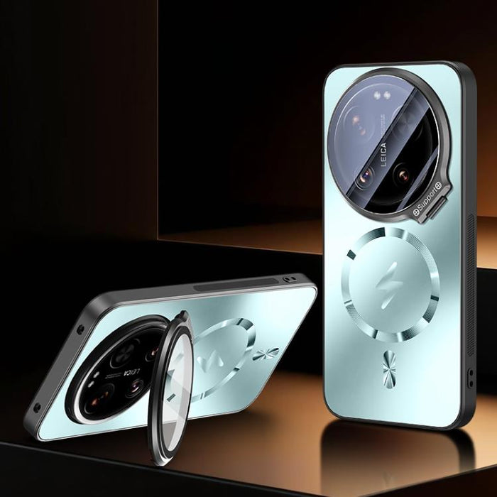 Funda magnética para teléfono con soporte para marco de lente Camshield de borde recto, For Xiaomi 17 Ultra, For Xiaomi 17 Pro Max