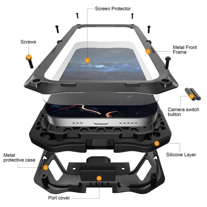 Funda para teléfono con construcción de armadura metálica y clasificación de impermeabilidad IP65., For iPhone 17 Pro Max, For iPhone 17 Pro, For iPhone 17, For iPhone Air