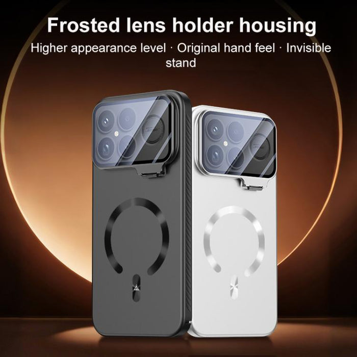 Funda para teléfono con soporte magnético invisible en forma de U de color sólido Ice Crystal y acabado mate., For Redmi K90 Pro Max