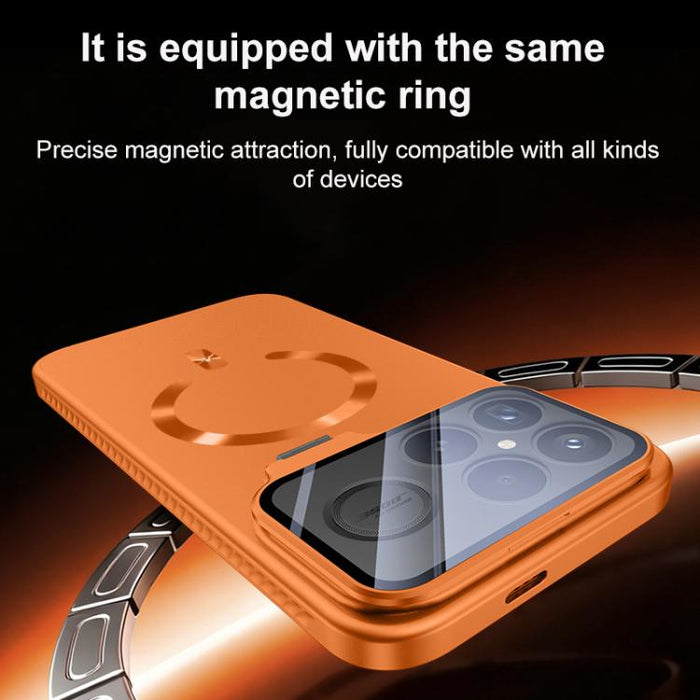 Funda para teléfono con soporte magnético invisible en forma de U de color sólido Ice Crystal y acabado mate., For Redmi K90 Pro Max