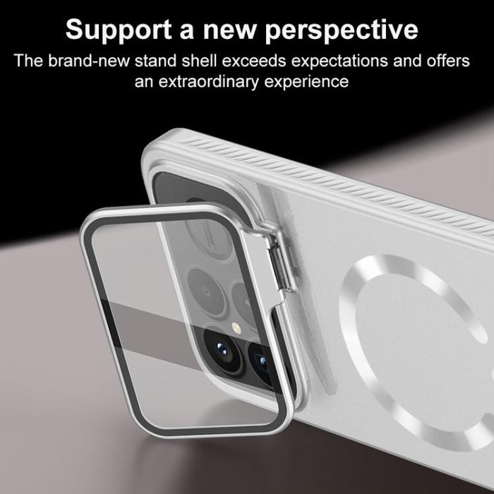 Funda para teléfono con soporte magnético invisible en forma de U de color sólido Ice Crystal y acabado mate., For Redmi K90 Pro Max
