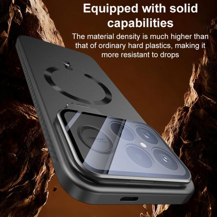 Funda para teléfono con soporte magnético invisible en forma de U de color sólido Ice Crystal y acabado mate., For Redmi K90 Pro Max