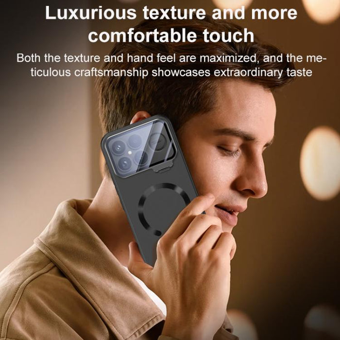 Funda para teléfono con soporte magnético invisible en forma de U de color sólido Ice Crystal y acabado mate., For Redmi K90 Pro Max