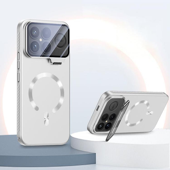 Funda para teléfono con soporte magnético invisible en forma de U de color sólido Ice Crystal y acabado mate., For Redmi K90 Pro Max