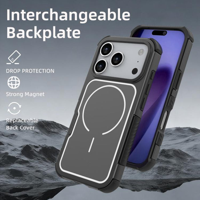 Funda para teléfono magnética a prueba de golpes con panel trasero desmontable y marco de aleación de aluminio., For iPhone 17 Pro Max, For iPhone 17 Pro