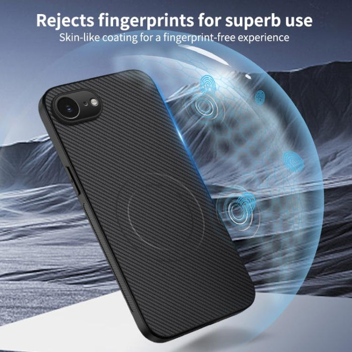 Funda para teléfono híbrida de PC y TPU con textura de fibra de carbono magnética de la serie WANLONFENG TQ, For iPhone 17e / 16e, For iPhone 17 Pro Max, For iPhone 17 Pro, For iPhone 17, For iPhone Air, For iPhone 16 Pro Max, For iPhone 16 Pro        ...