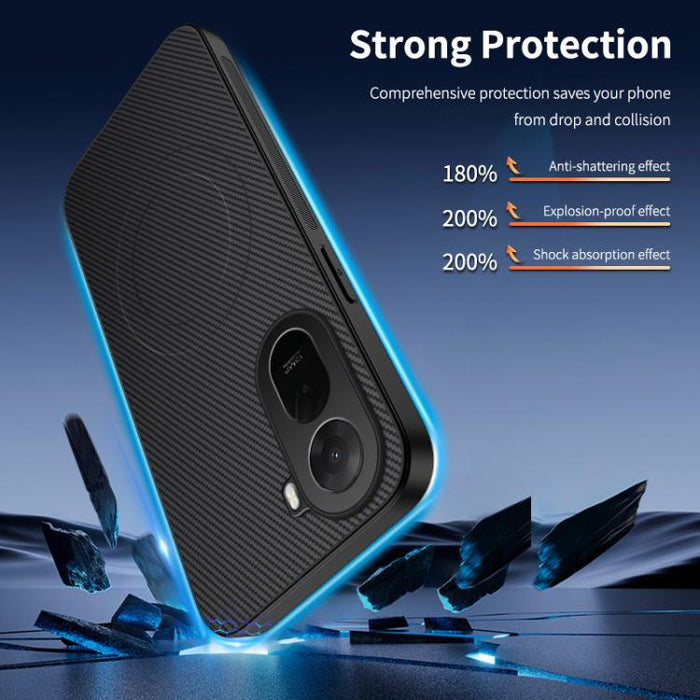 Funda para teléfono híbrida de PC y TPU con textura de fibra de carbono magnética de la serie WANLONFENG TQ, For Redmi A7 Pro 171mm / Poco C85x 5G, For Redmi 15a 5G, For Redmi Turbo 5 Max / Poco X8 Pro Max 5G, For Redmi Turbo 5 5G / Poco X8 Pro 5G     ...