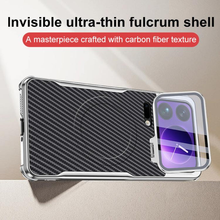 Funda magnética para teléfono con soporte para lente galvanizado y textura de fibra de carbono, For Xiaomi 17 Pro Max, For Xiaomi 17 Pro, For Xiaomi 15 Ultra, For Xiaomi 15 Pro, For Xiaomi 15