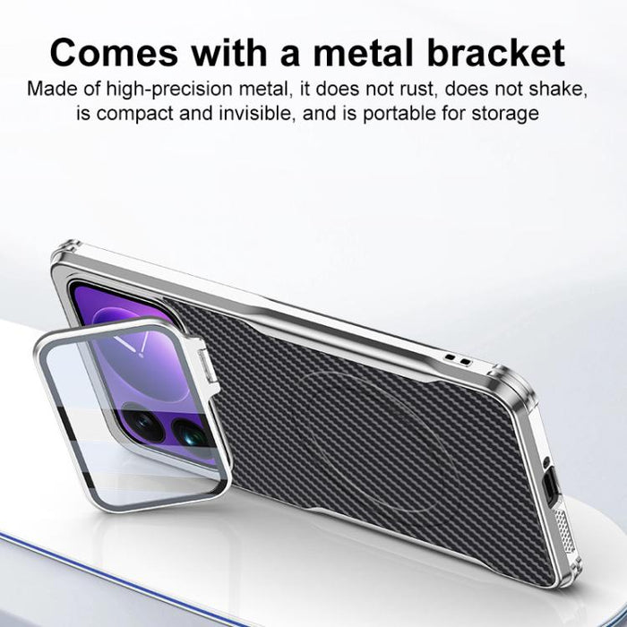 Funda magnética para teléfono con soporte para lente galvanizado y textura de fibra de carbono, For Xiaomi 17 Pro Max, For Xiaomi 17 Pro, For Xiaomi 15 Ultra, For Xiaomi 15 Pro, For Xiaomi 15