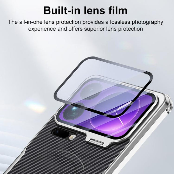 Funda magnética para teléfono con soporte para lente galvanizado y textura de fibra de carbono, For Xiaomi 17 Pro Max, For Xiaomi 17 Pro, For Xiaomi 15 Ultra, For Xiaomi 15 Pro, For Xiaomi 15