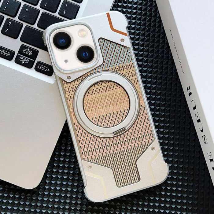 Funda para teléfono con soporte magnético sin marco y tejido de hilo, For iPhone 14 / 13, For iPhone 14 Pro, For iPhone 14 Pro Max, For iPhone 13 Pro Max, For iPhone 13 Pro