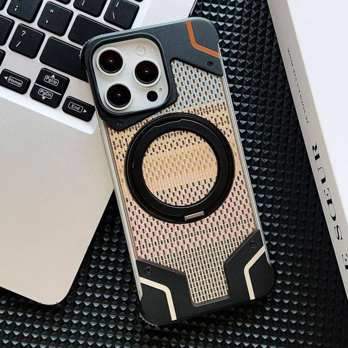 Funda para teléfono con soporte magnético sin marco y tejido de hilo, For iPhone 14 / 13, For iPhone 14 Pro, For iPhone 14 Pro Max, For iPhone 13 Pro Max, For iPhone 13 Pro