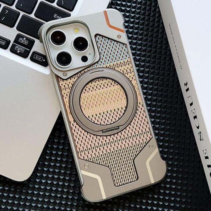 Funda para teléfono con soporte magnético sin marco y tejido de hilo, For iPhone 15 Pro Max, For iPhone 15 Pro, For iPhone 15 Plus, For iPhone 15