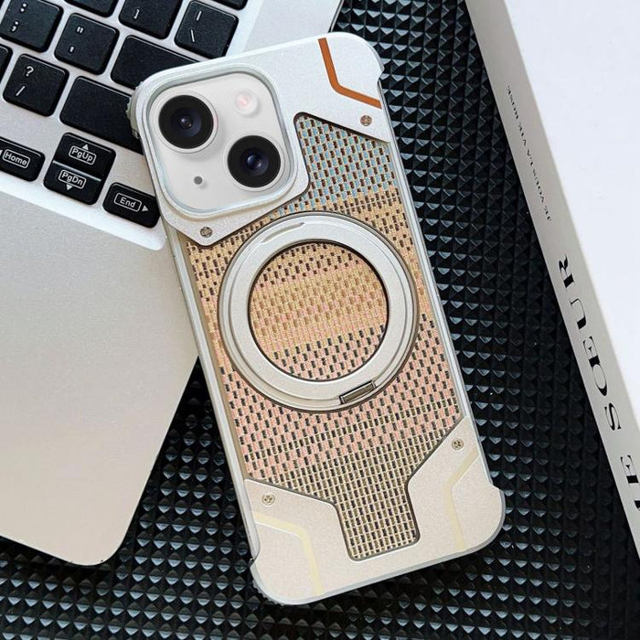 Funda para teléfono con soporte magnético sin marco y tejido de hilo, For iPhone 15 Pro Max, For iPhone 15 Pro, For iPhone 15 Plus, For iPhone 15