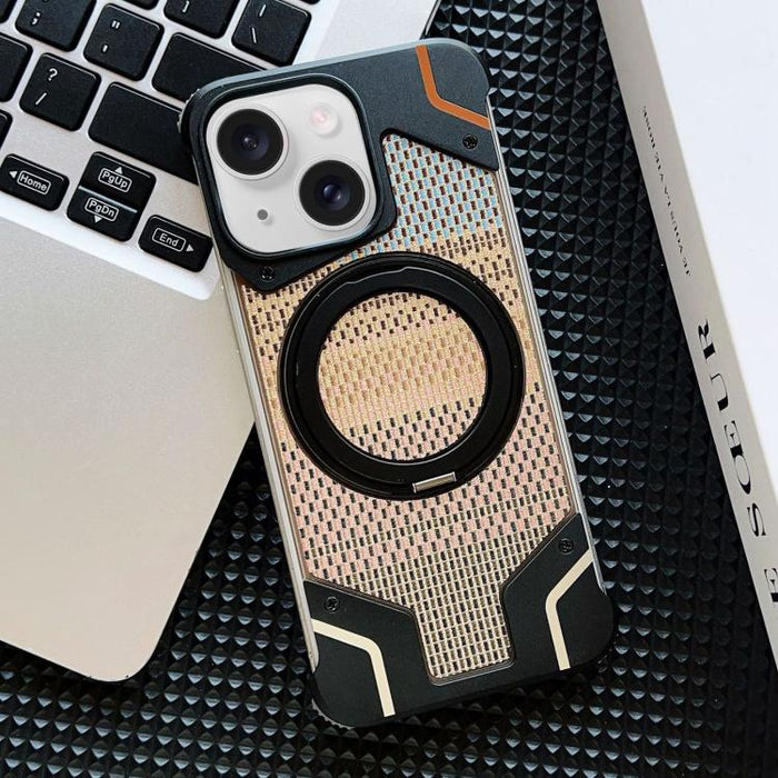 Funda para teléfono con soporte magnético sin marco y tejido de hilo, For iPhone 15 Pro Max, For iPhone 15 Pro, For iPhone 15 Plus, For iPhone 15