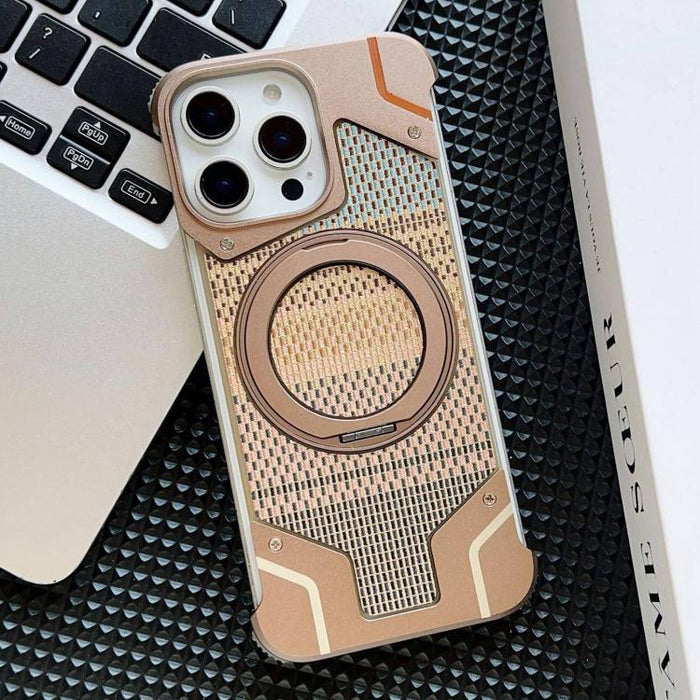 Funda para teléfono con soporte magnético sin marco y tejido de hilo, For iPhone 16 Pro Max, For iPhone 16 Pro, For iPhone 16 Plus, For iPhone 16
