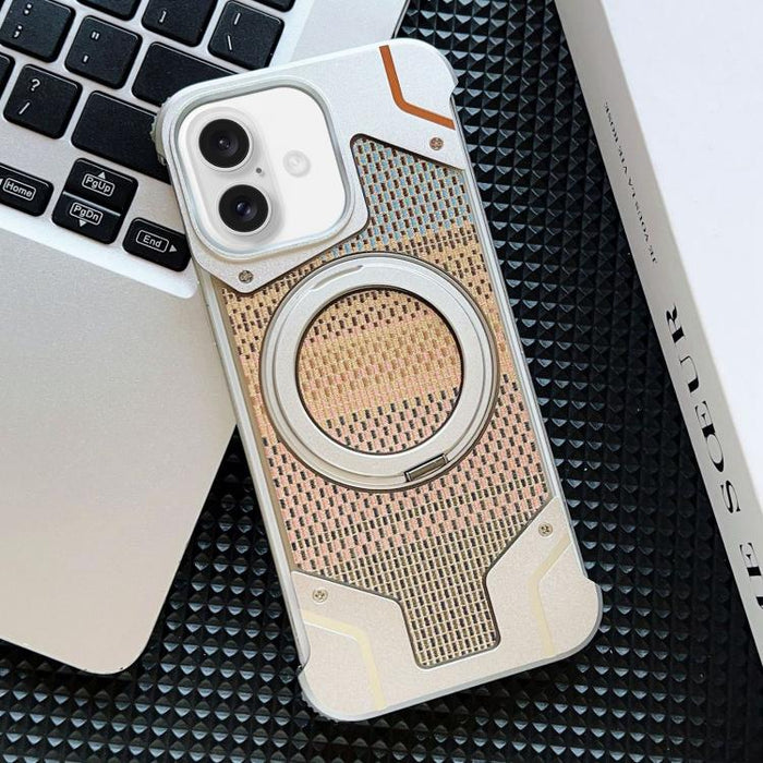 Funda para teléfono con soporte magnético sin marco y tejido de hilo, For iPhone 16 Pro Max, For iPhone 16 Pro, For iPhone 16 Plus, For iPhone 16
