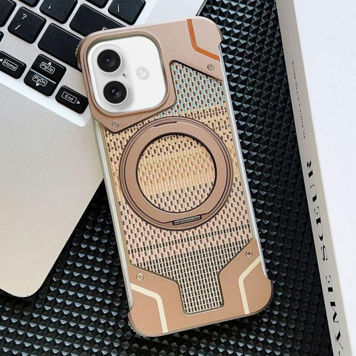 Funda para teléfono con soporte magnético sin marco y tejido de hilo, For iPhone 16 Pro Max, For iPhone 16 Pro, For iPhone 16 Plus, For iPhone 16