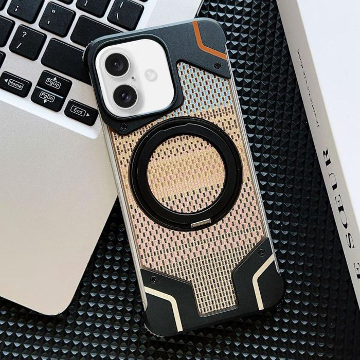 Funda para teléfono con soporte magnético sin marco y tejido de hilo, For iPhone 16 Pro Max, For iPhone 16 Pro, For iPhone 16 Plus, For iPhone 16