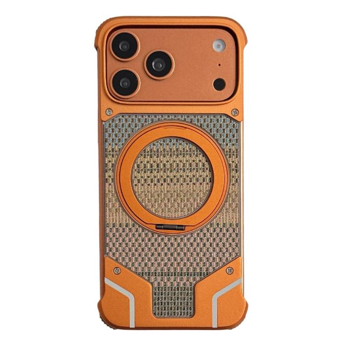 Funda para teléfono con soporte magnético sin marco y tejido de hilo, For iPhone 17 Pro Max, For iPhone 17 Pro