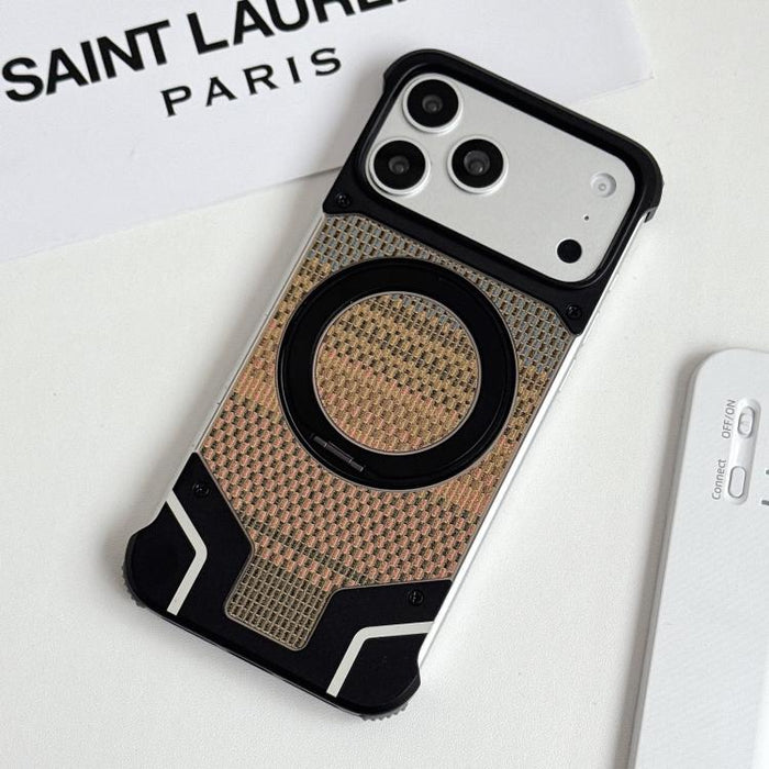 Funda para teléfono con soporte magnético sin marco y tejido de hilo, For iPhone 17 Pro Max, For iPhone 17 Pro