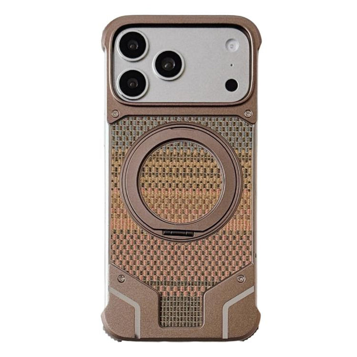 Funda para teléfono con soporte magnético sin marco y tejido de hilo, For iPhone 17 Pro Max, For iPhone 17 Pro