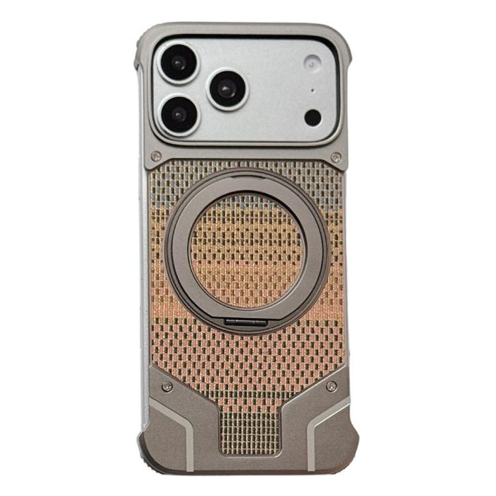 Funda para teléfono con soporte magnético sin marco y tejido de hilo, For iPhone 17 Pro Max, For iPhone 17 Pro