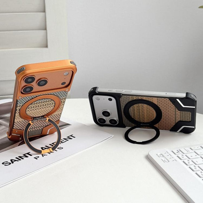 Funda para teléfono con soporte magnético sin marco y tejido de hilo, For iPhone 17 Pro Max, For iPhone 17 Pro