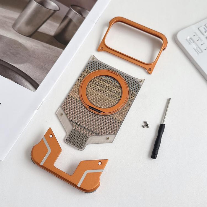 Funda para teléfono con soporte magnético sin marco y tejido de hilo, For iPhone 17 Pro Max, For iPhone 17 Pro